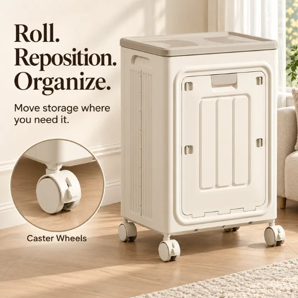 UFORU Rolling Laundry Hamper with Lid – Slim Rectangular, Ventilated & Easy-Clean Storage Basket